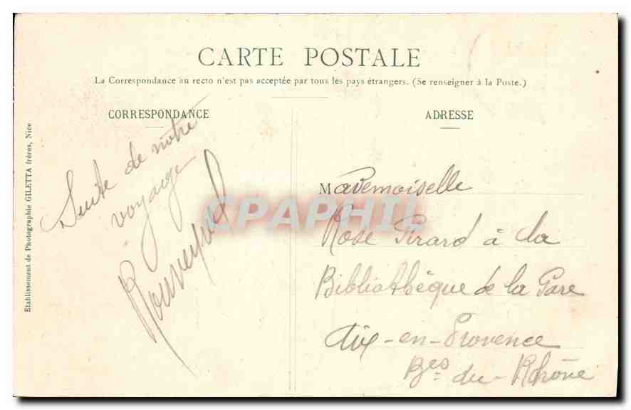 Monte-Carlo - Le Casino et Jardins — Collection Artistique, n°712 — Édition Gilletta, Nîmes — Rückseite