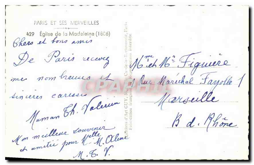 CPA Paris et ses Merveilles eglise de la Madeleine 1806  — Rückseite