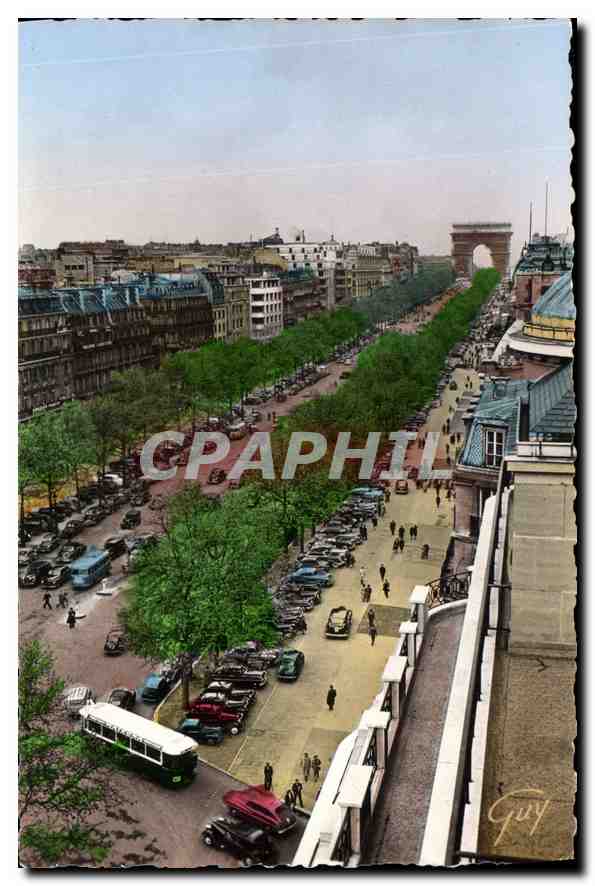Paris und seine Wunder — Die Avenue des Champs-Élysées, Richtung Arc de Triomphe — Éditions d'Art Guy