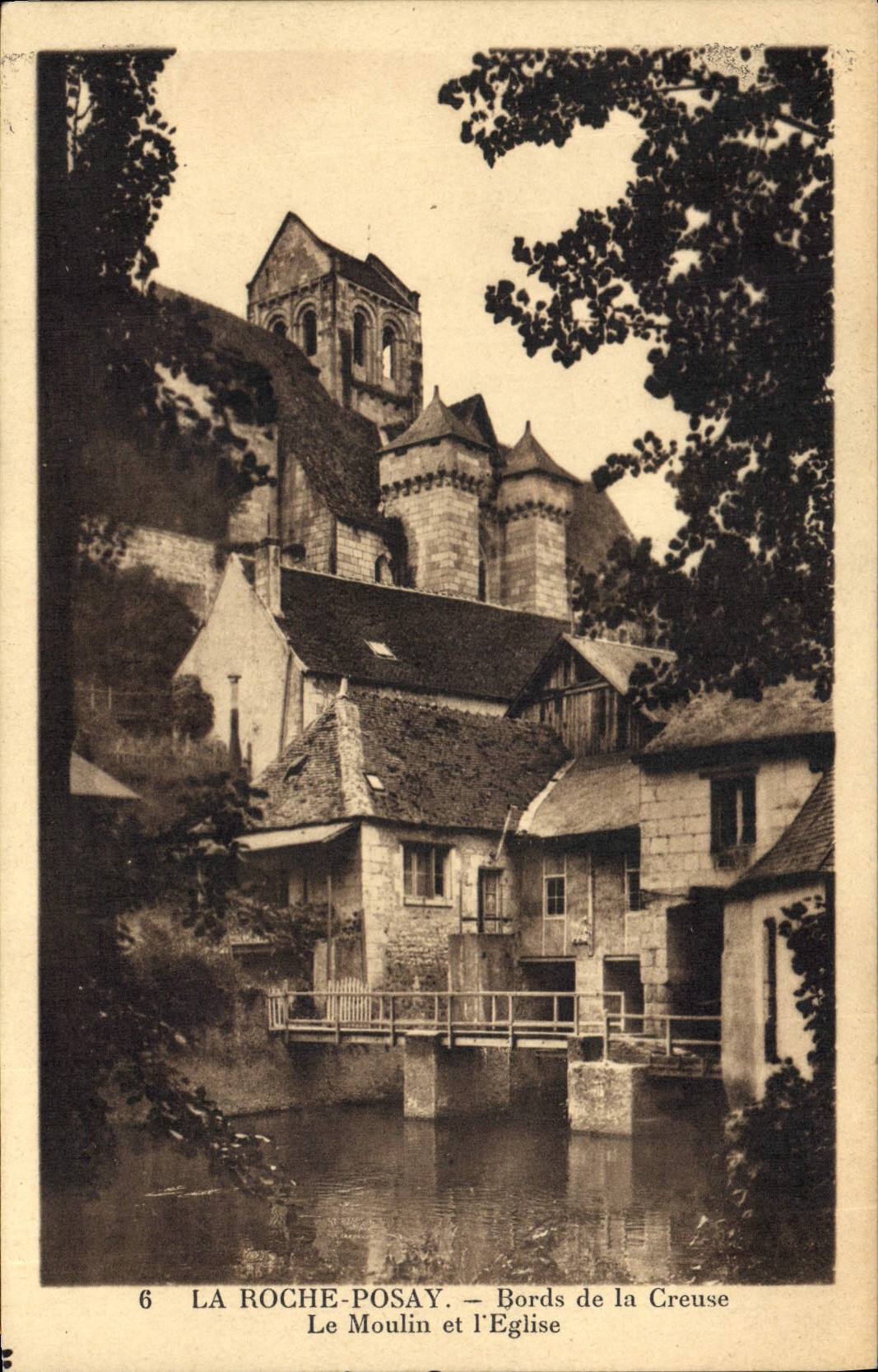 LA ROCHE-POSAY — Bords de la Creuse, Le Moulin et l'Église — Édition Montel, La Tourangelle
