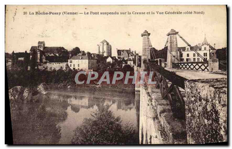 La Roche-Posay (Vienne) — Il Ponte sospeso sulla Creuse e la Vista Generale (lato Nord)
