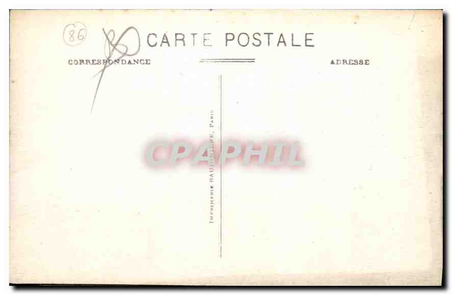 La Roche-Posay — Vallée de la Creuse, au premier plan l'Église — Éditeur G. Cynnebaud — Verso