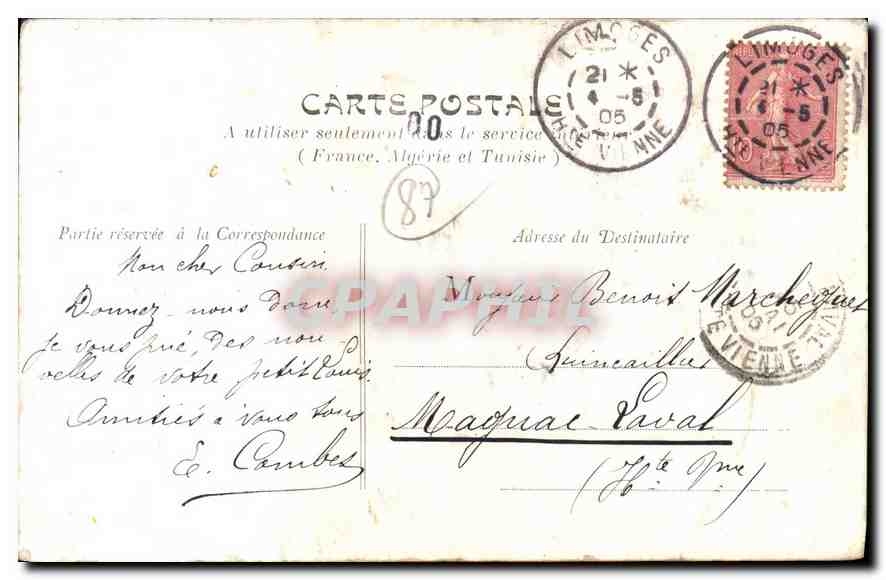 CPA St Priest Taurion Vallee du Taurion  — Back