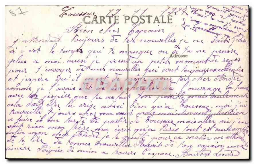 CPA Coussac Bonneval Hte Vienne Le Chateau  — Rückseite