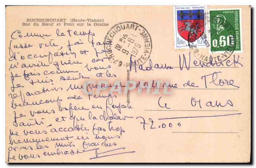 CPA Rochechouart Hte Vienne Roc du Boeuf et Pont sur la Graine  — Rückseite