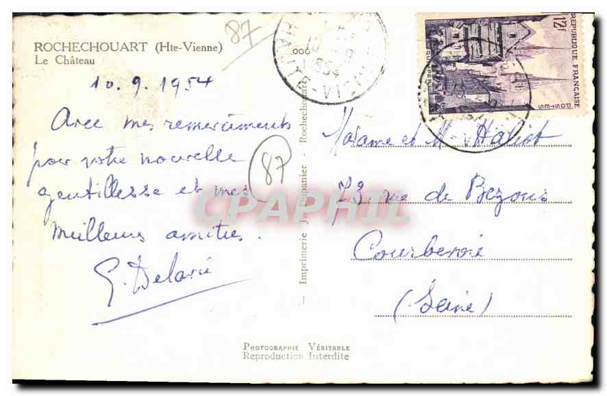 CPA Rochechouart Hte Vienne Le Chateau  — Rückseite