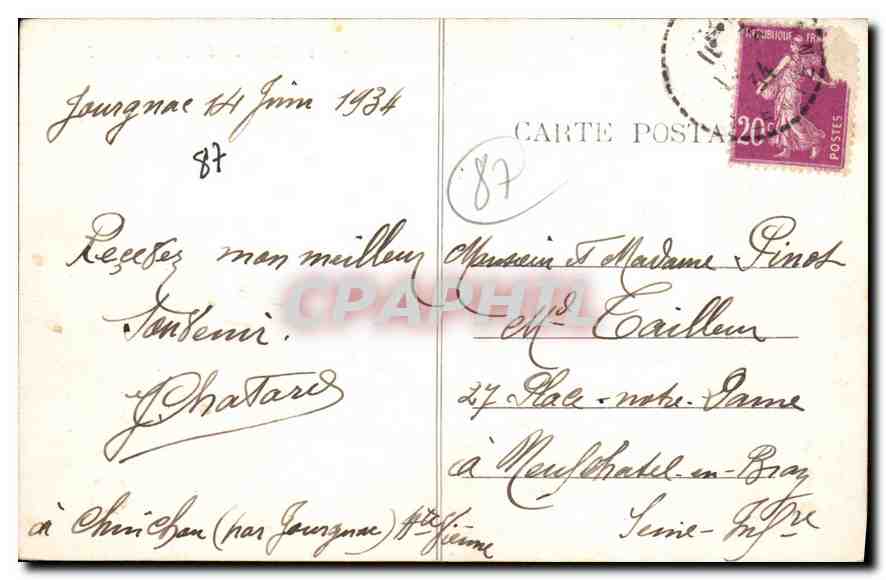 CPA Hte Vienne Les Ruines de Chalusset  — Verso