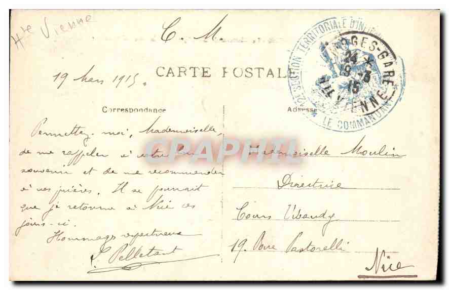 CPA Environs de Limoges Le Chateau de Bort cote de la Cour d'Honneur  — Rückseite