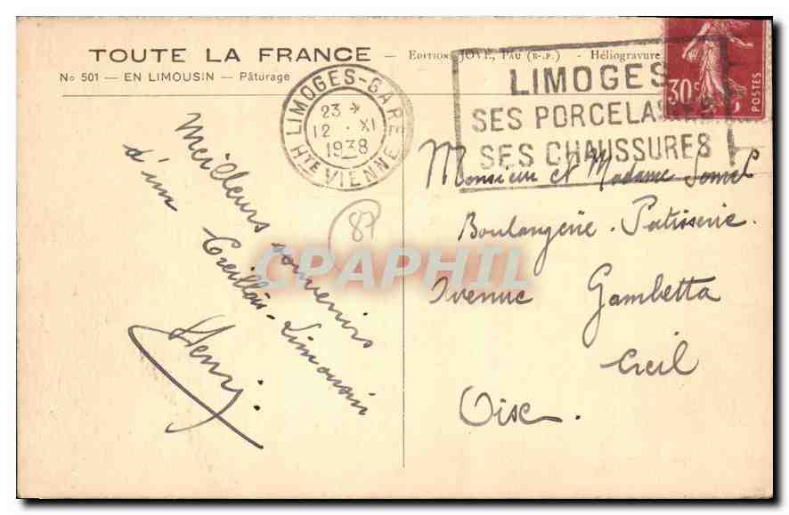 CPA En Limousin Paturage Moutons — Rückseite