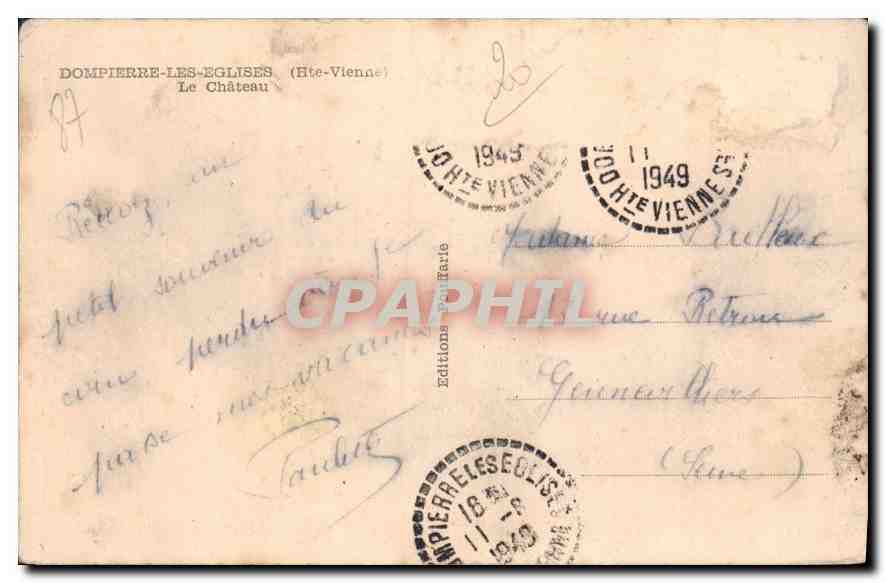 Dompierre-les-Eglises — Das Schloss — Editions Dompierre-les-Eglises — Rückseite