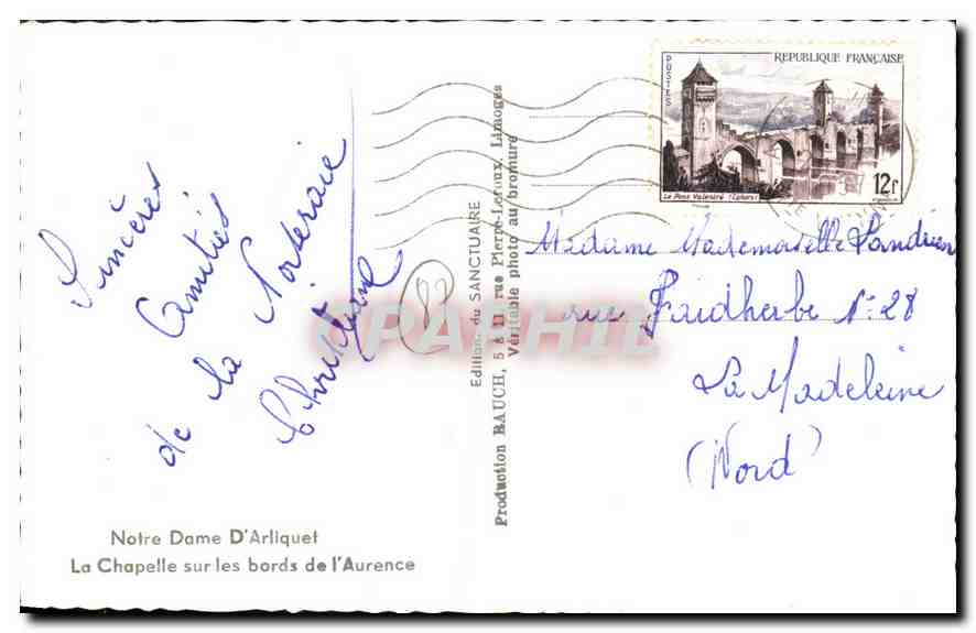 CPA Notre Dame D'Arliquet La Chapelle sur les bords de l'Aurence  — Verso