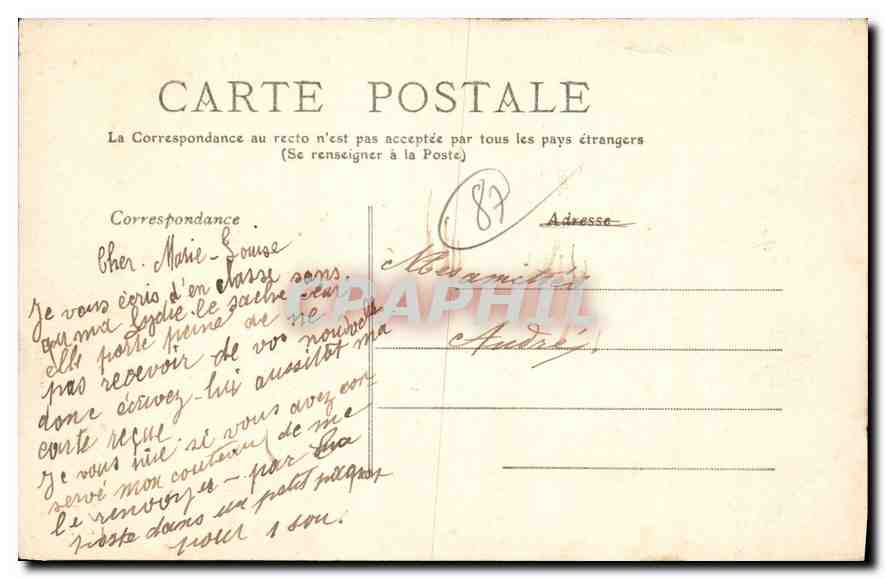 CPA Environs de Limoges Chalucet Cote Sud Est Grande Galerie et Salle d'Honneur  — Rückseite