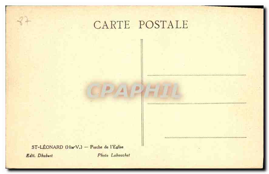 CPA St Leonard Hte Vienne Porche de l'Eglise  — Verso