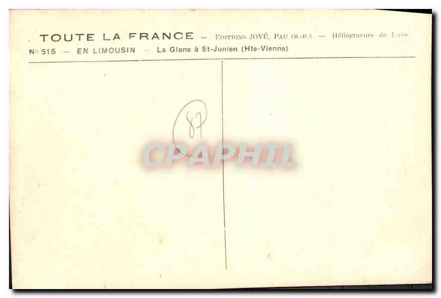 La Glane à St-Junien (Hte-Vienne) — En Limousin — Éditions Jové, Pau (B.P.) — N° 515 — Reverso