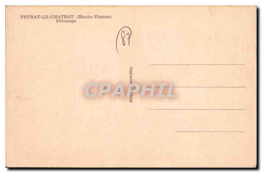 CPA Peyrat le Chateau Hte Vienne Paturage Vaches — Verso