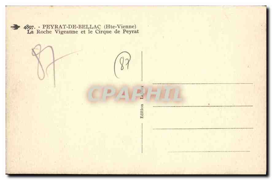 CPA Peyrat de Bellac Hte Vienne La Roche Vigeanne et le Cirque de Peyrat  — Rückseite