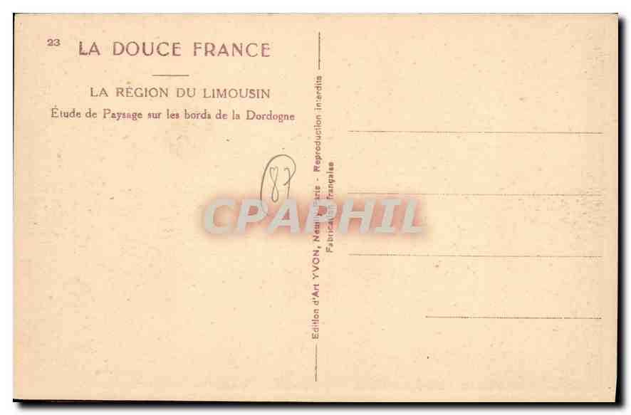 Paysage sur les bords de la Dordogne — La région du Limousin — Édition d'Art YVON — Reverso