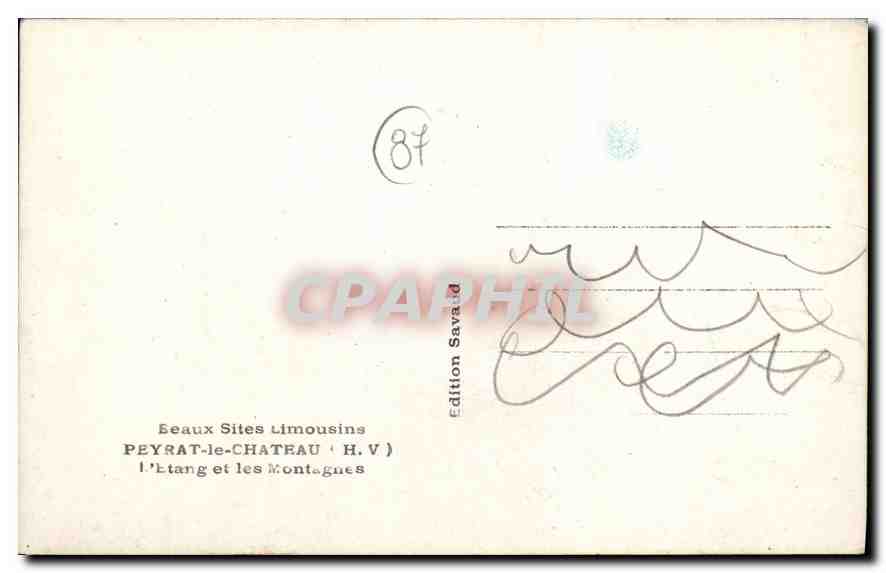 Peyrat-le-Château — l'Étang et les Montagnes — Édition Savaud — Verso