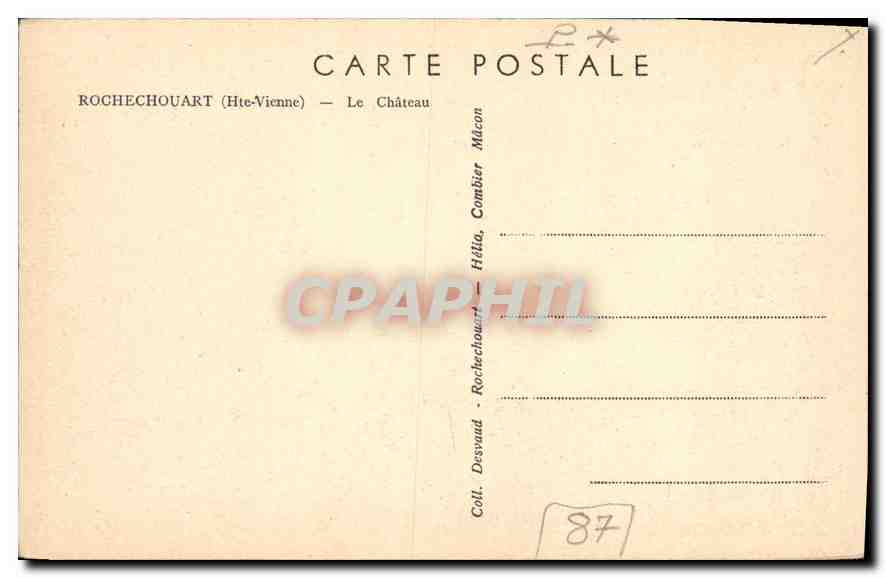 CPA Rochechouart Hte Vienne Le Chateau  — Rückseite