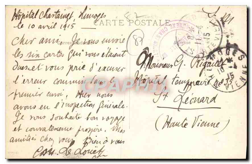CPA Rochechouart Hte Vienne Le Chateau  — Rückseite