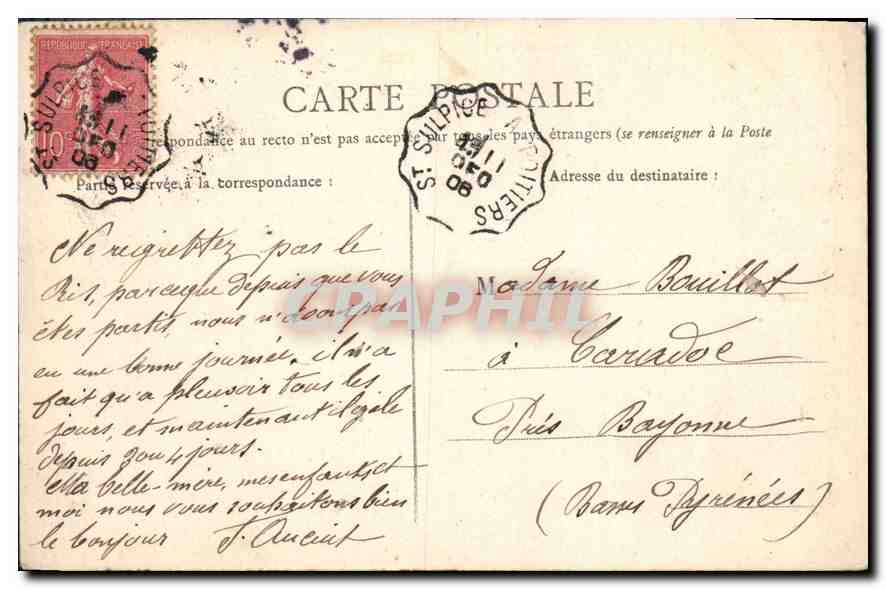 CPA Canton du Dorat Tour de la Cote au Chapt pres Thiat  — Back