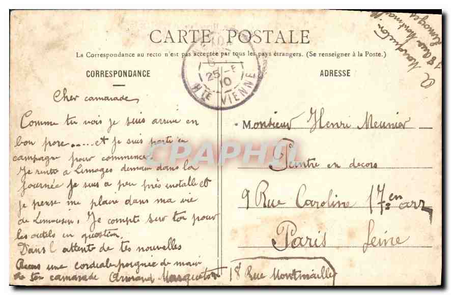 CPA Chateau de Nexon Haute Vienne  — Back