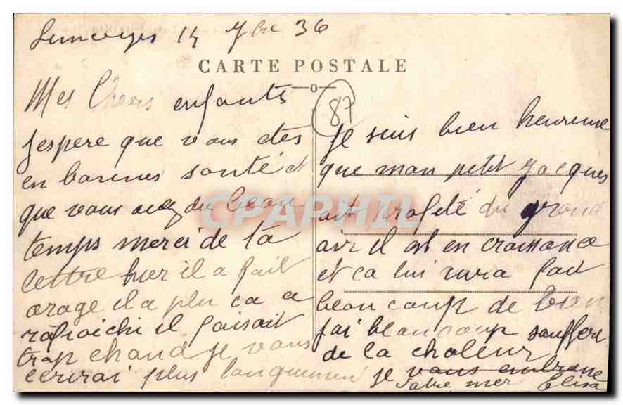 CPA Chateau de Lambertie Haute Vienne  — Verso