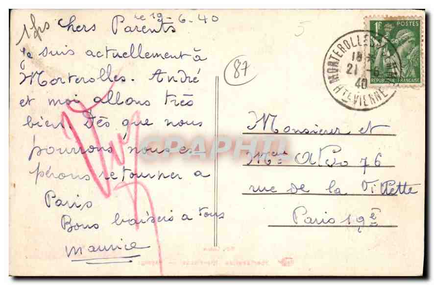 CPA Morterolles Hte Vienne Paysage  — Verso