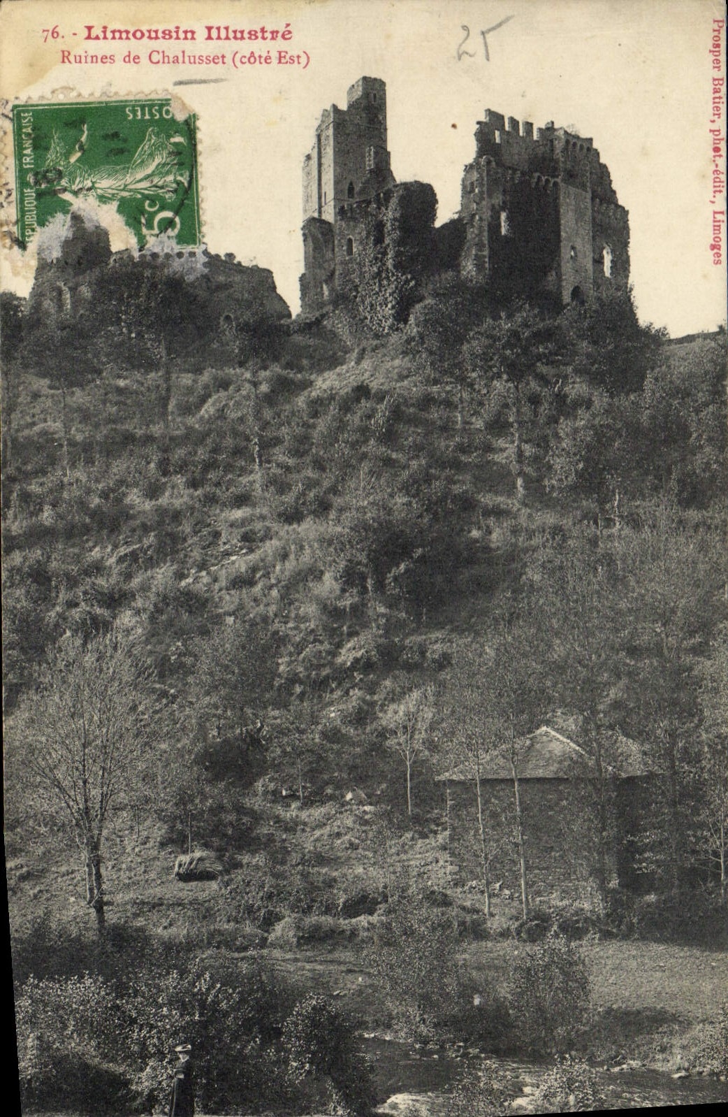 Ruines de Chalusset (côté Est) — Limousin Illustré — Prosper Batten, Limoges