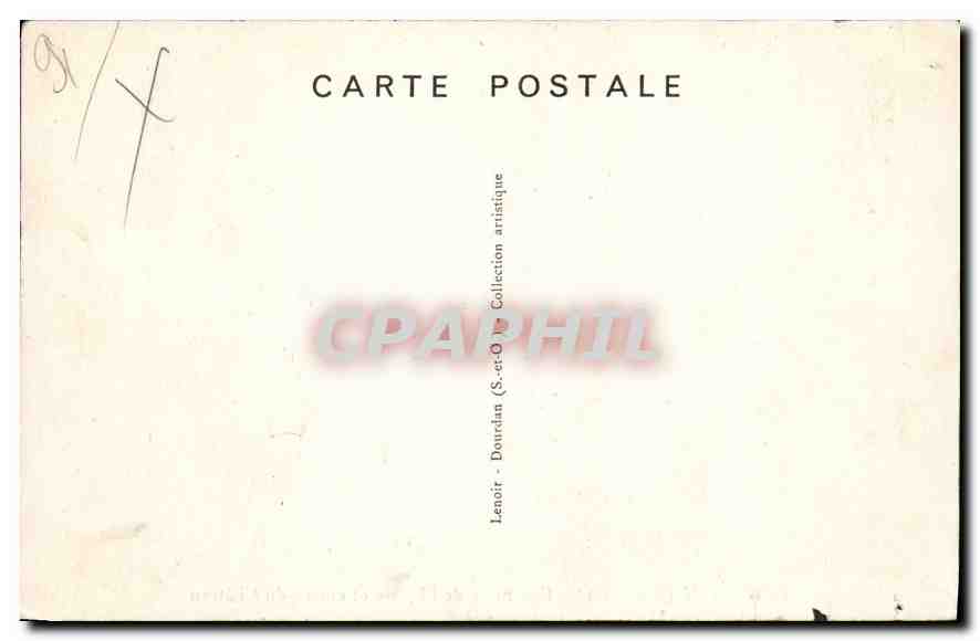 CPA Dourdan S et O Ensemble de l'Eglise et entree du Chateau  — Rückseite