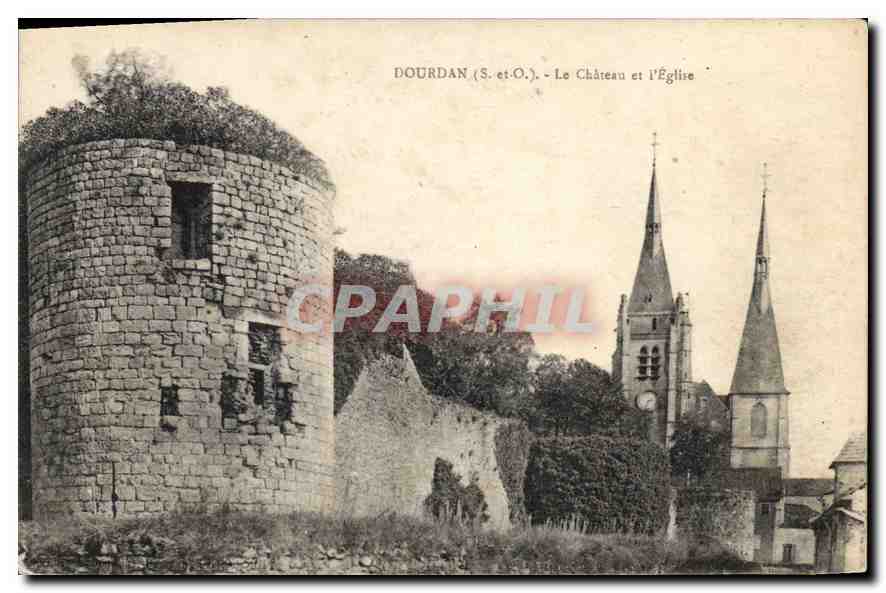 CPA Dourdan S et O Le Chateau et l'Eglise 