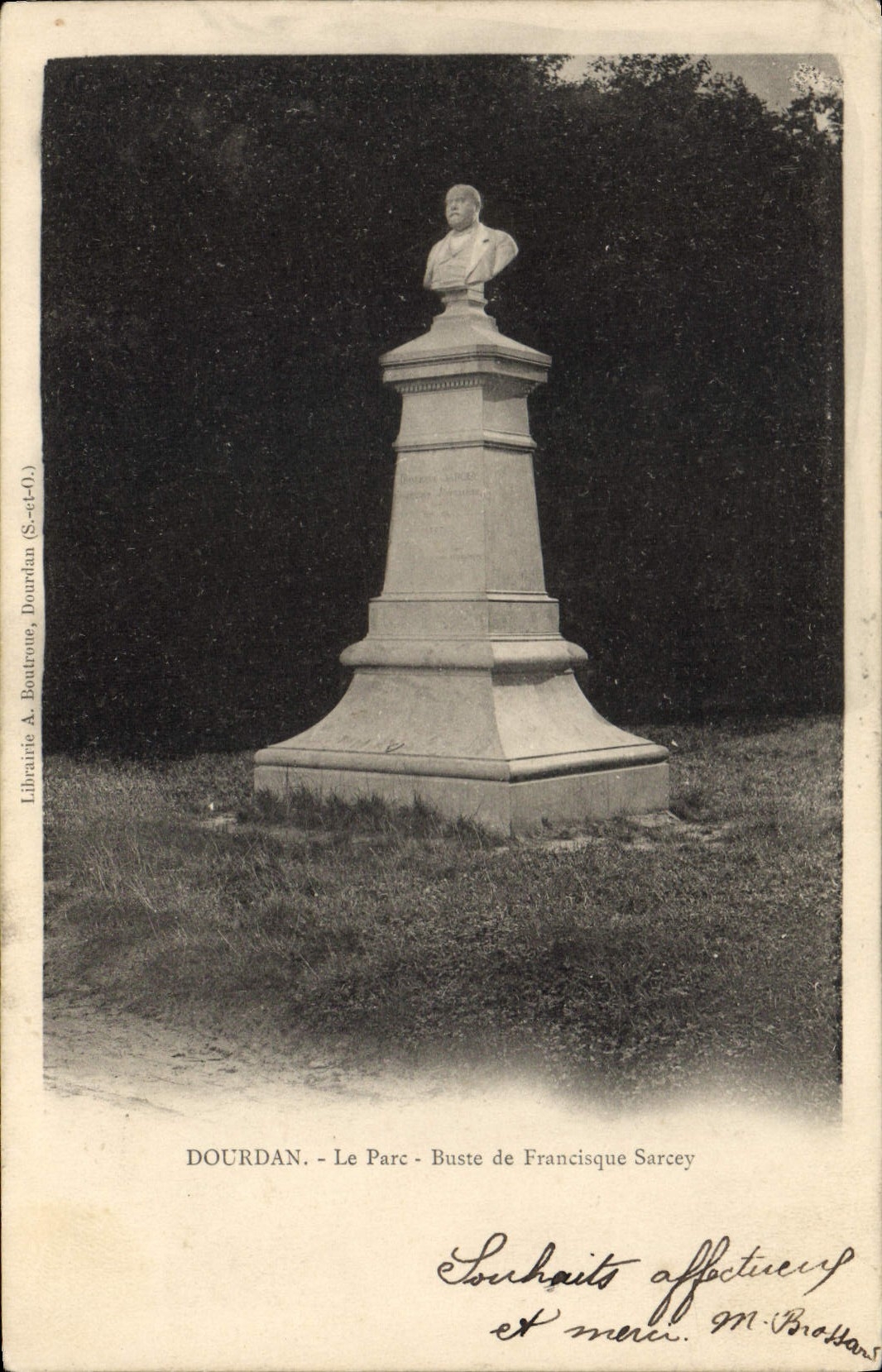 CPA Dourdan S et O Le Parc Buste de Francique Sarcey 