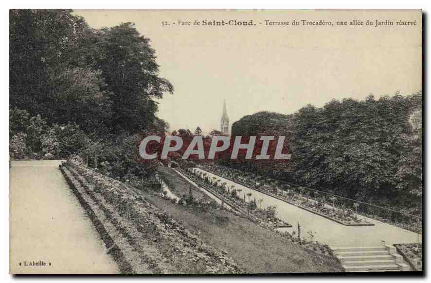 CPA Parc de Saint Cloud Terrasse du Trocadero Une allee du Jardin 