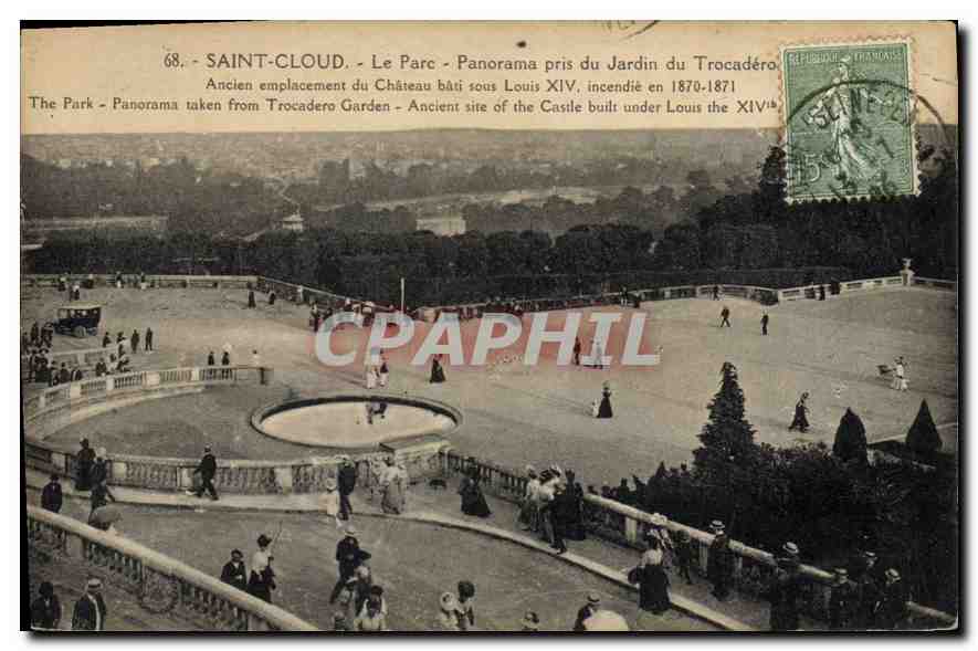 CPA Saint Cloud Le Parc Panorama pris Jardin du Trocadero 