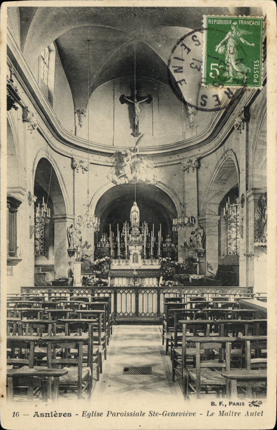 CPA Asnieres Eglise Paroissiale Ste Genevieve Le Maitre Autel 