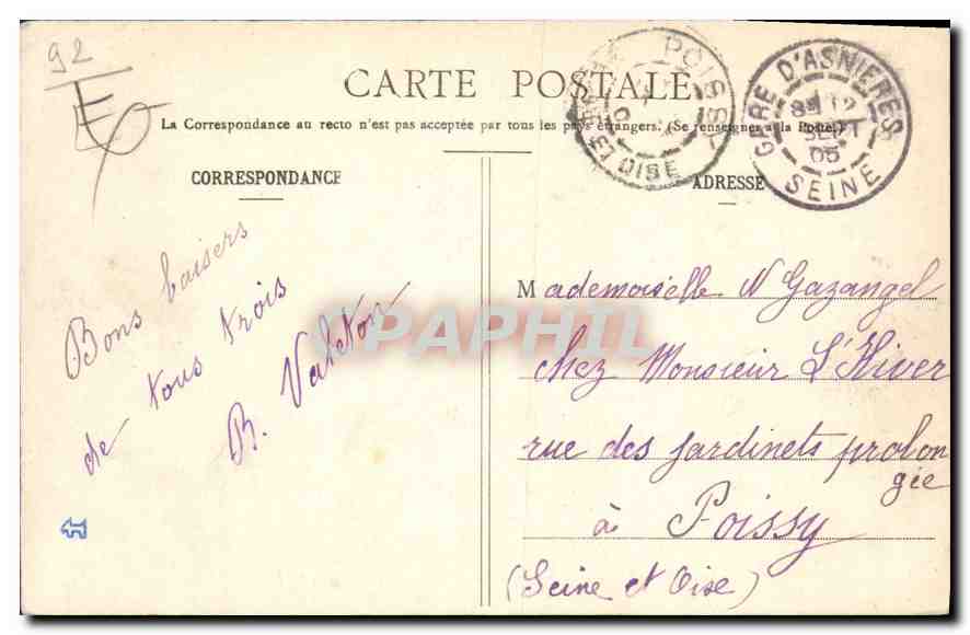 CPA Asnieres Le bateau passeur de Levallois Perret Bateau — Rückseite