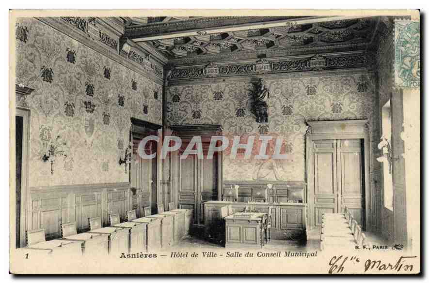CPA Asnieres Hotel de Ville Salle du Conseil Municipal 