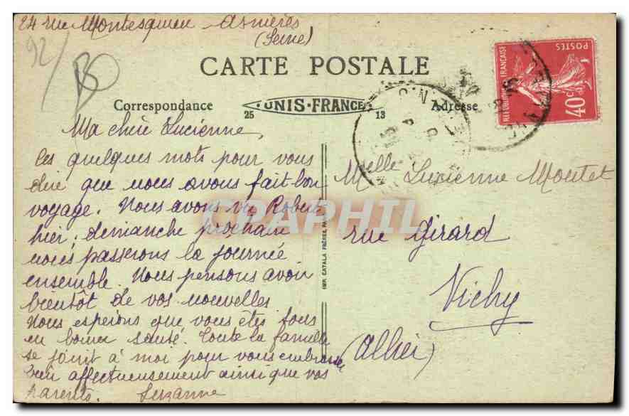 CPA Asnieres l'Hotel de Ville  — Rückseite