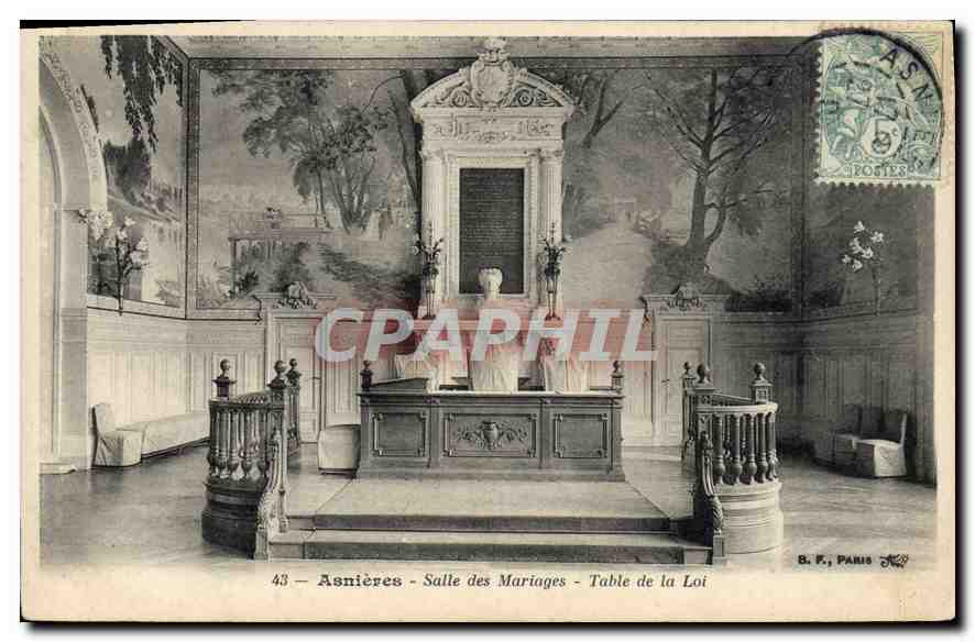 CPA Asnieres Salle des Mariages Table de la Loi 