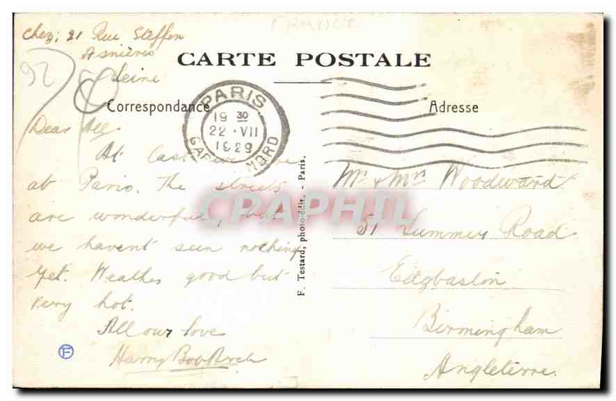 CPA Asnieres Le Pont Cormeilles  — Rückseite