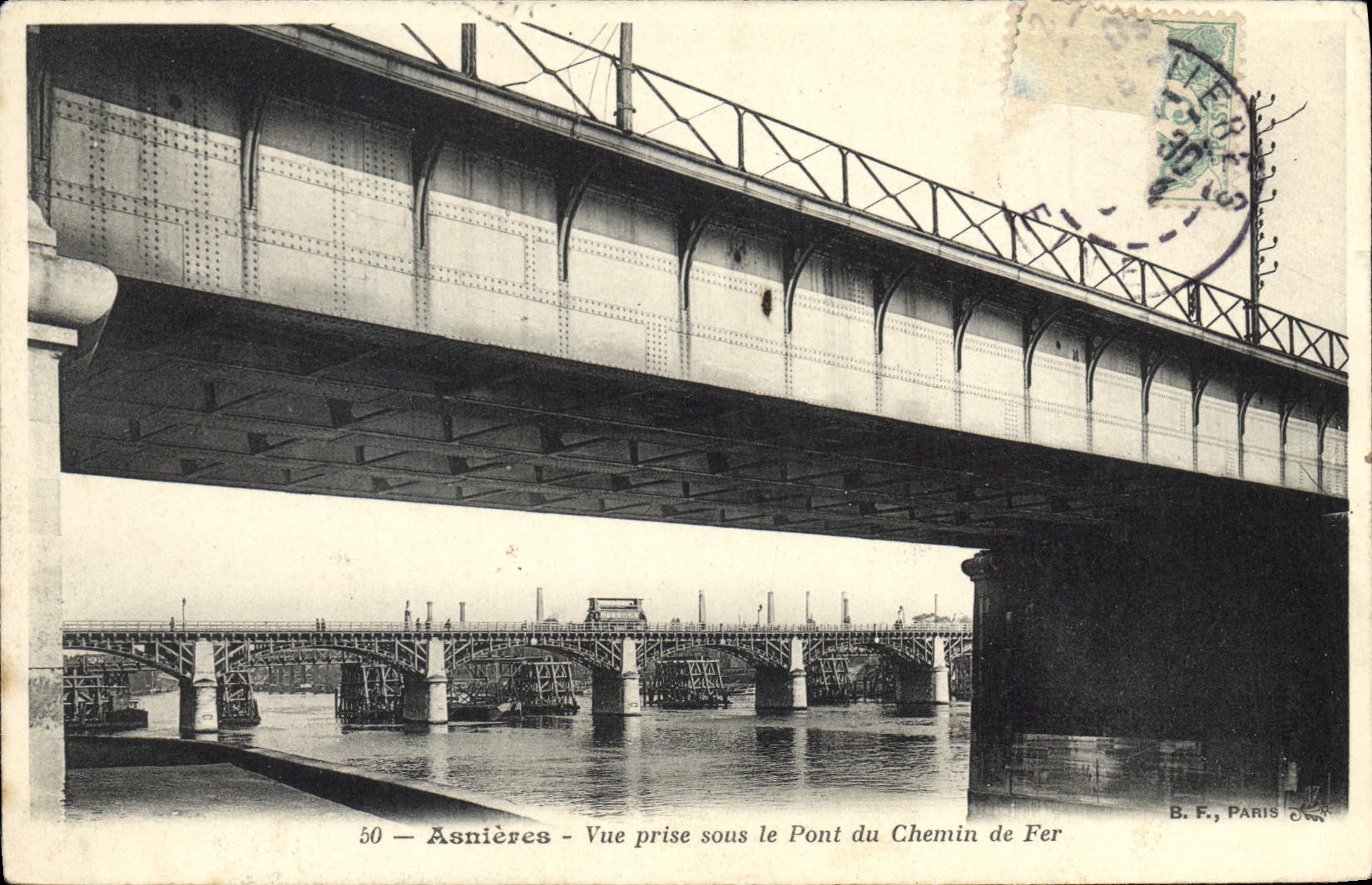 CPA Asnieres Vue prise sous le Pont du Chemin de Fer 