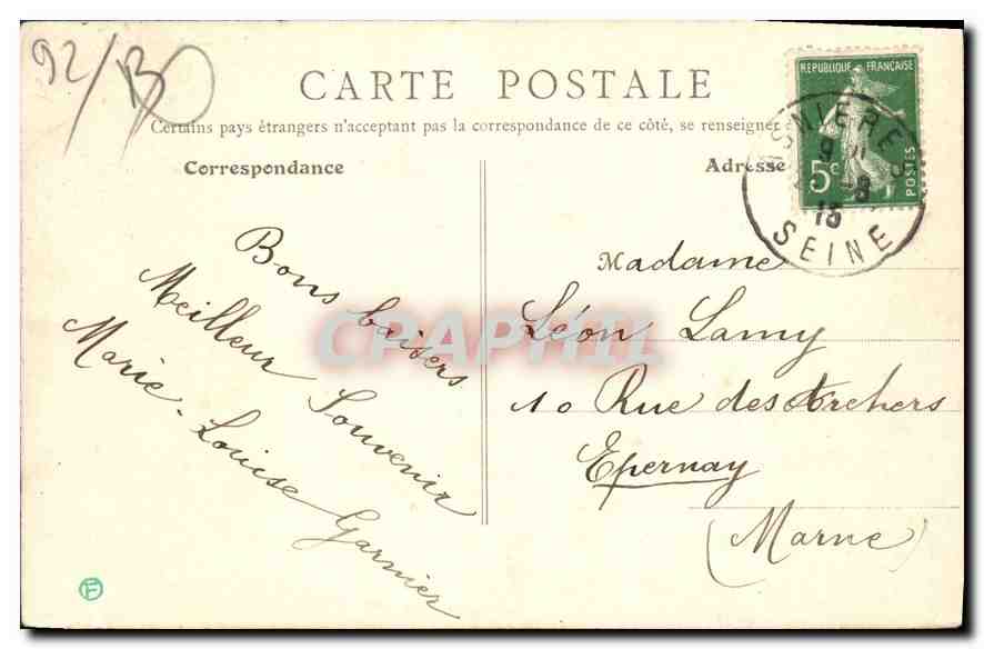 CPA Asnieres Cimetiere des Chiens  — Rückseite