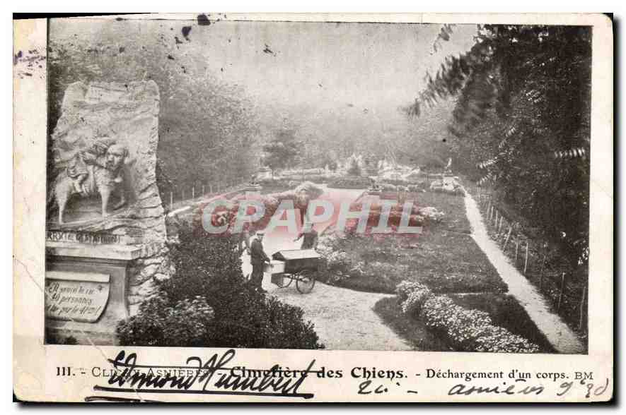 CPA Asnieres Cimetiere des Chiens Dechargement d'un corps 