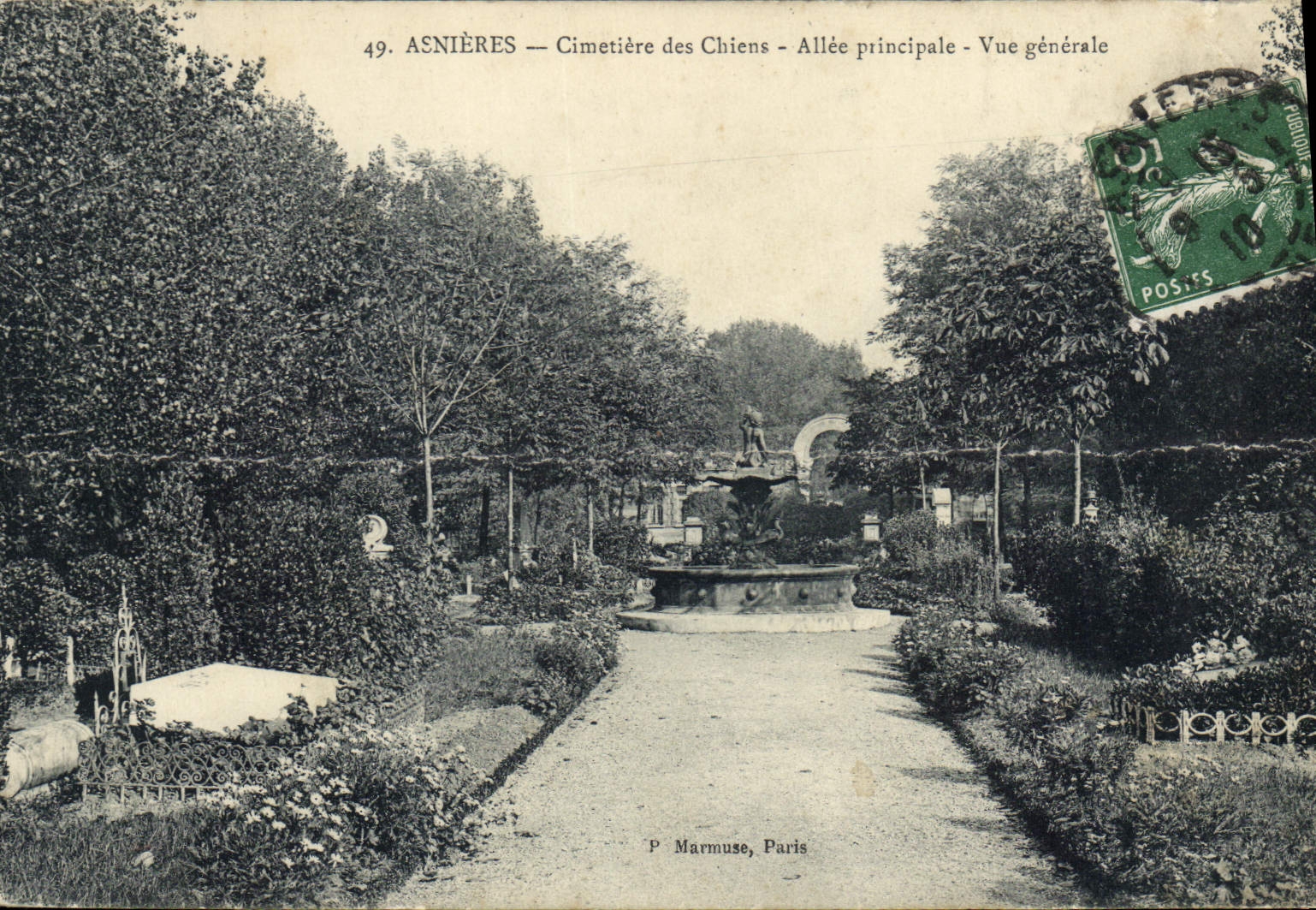 CPA Asnieres Cimetiere des Chiens allle principale Vue generale 