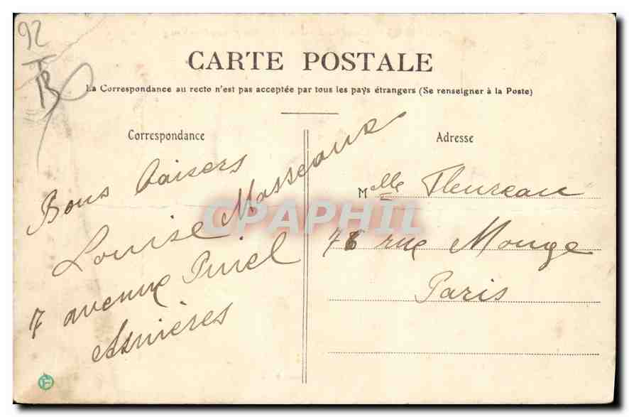 CPA Asnieres Cimetiere des Chiens allle principale Vue generale  — Rückseite
