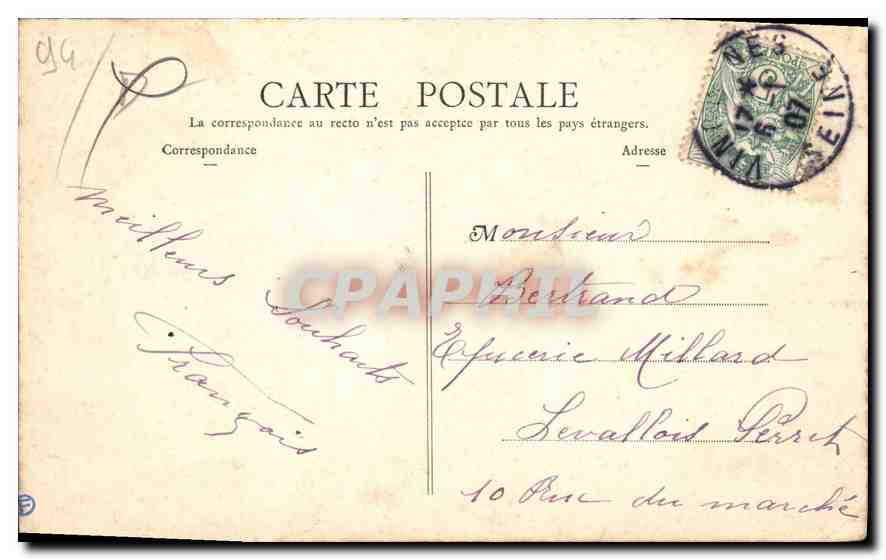 CPA Vincennes Interieur de Chateau Port Militaria — Rückseite