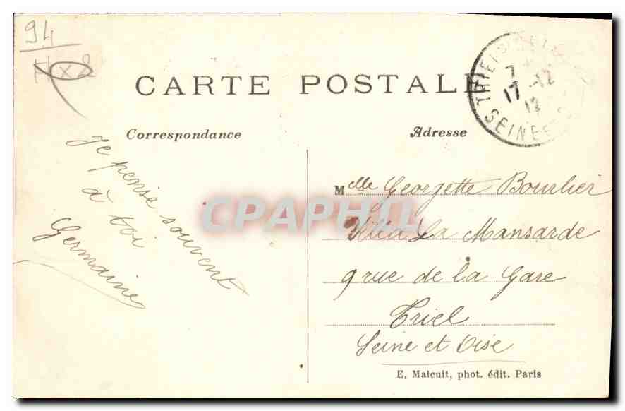 Vincennes — Intérieur du Château, Une fête sous Charles VII — E.M. n°1243 — Rückseite