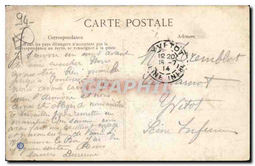 Crue de la Seine — Villeneuve-Saint-Georges — éditeur non visible — Verso