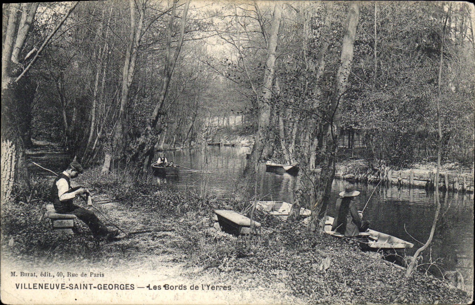 CPA Villeneuve Saint Georges Les Bords l'Yerres Peche Pecheur