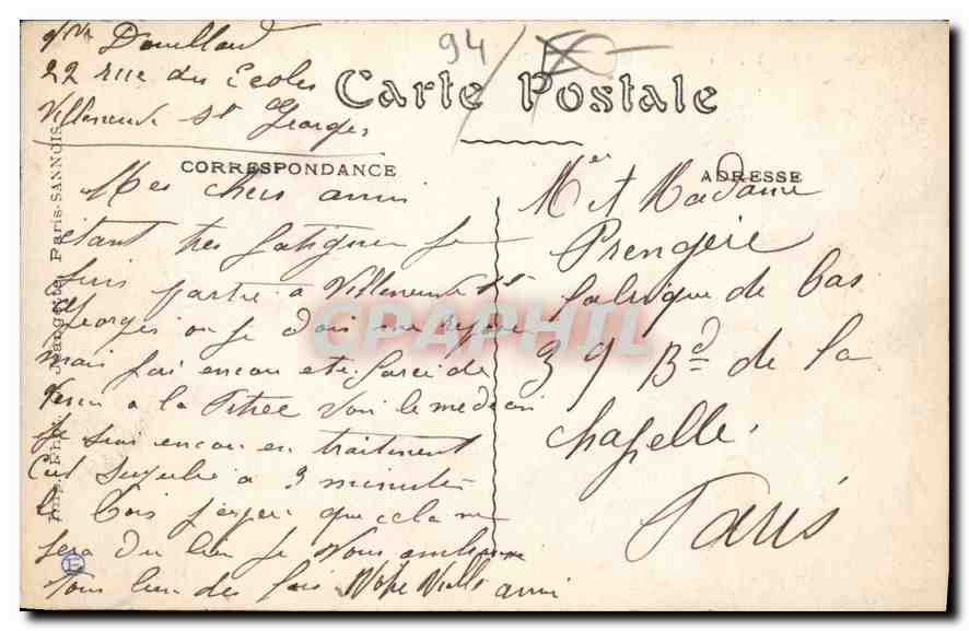 Villeneuve-St-Georges — Vue sur Ablon — Edition N. G. — Verso